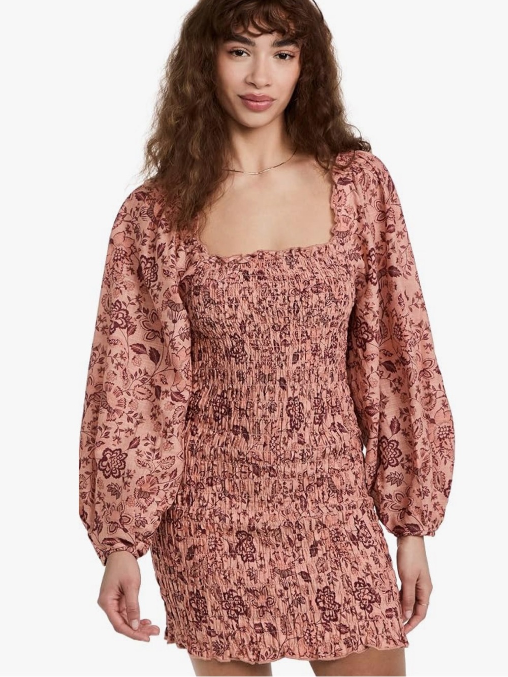 Free People Smock It to Me Mini Dress Apricot Colour Sz Large